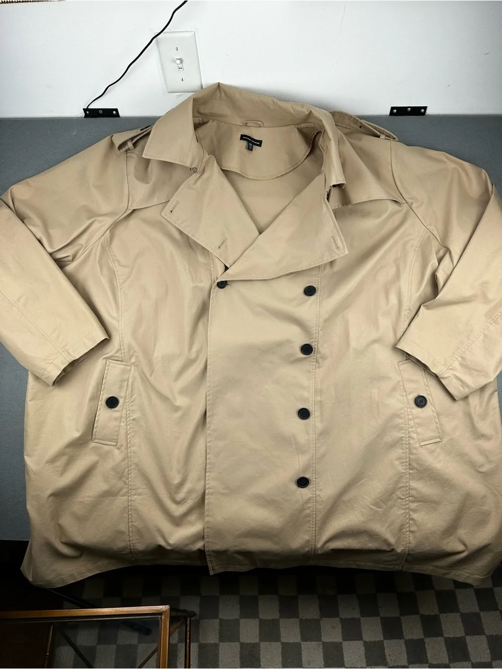 Universal Standard Double Breasted Trench Coat Tan Long Line Size 4XL 38-40